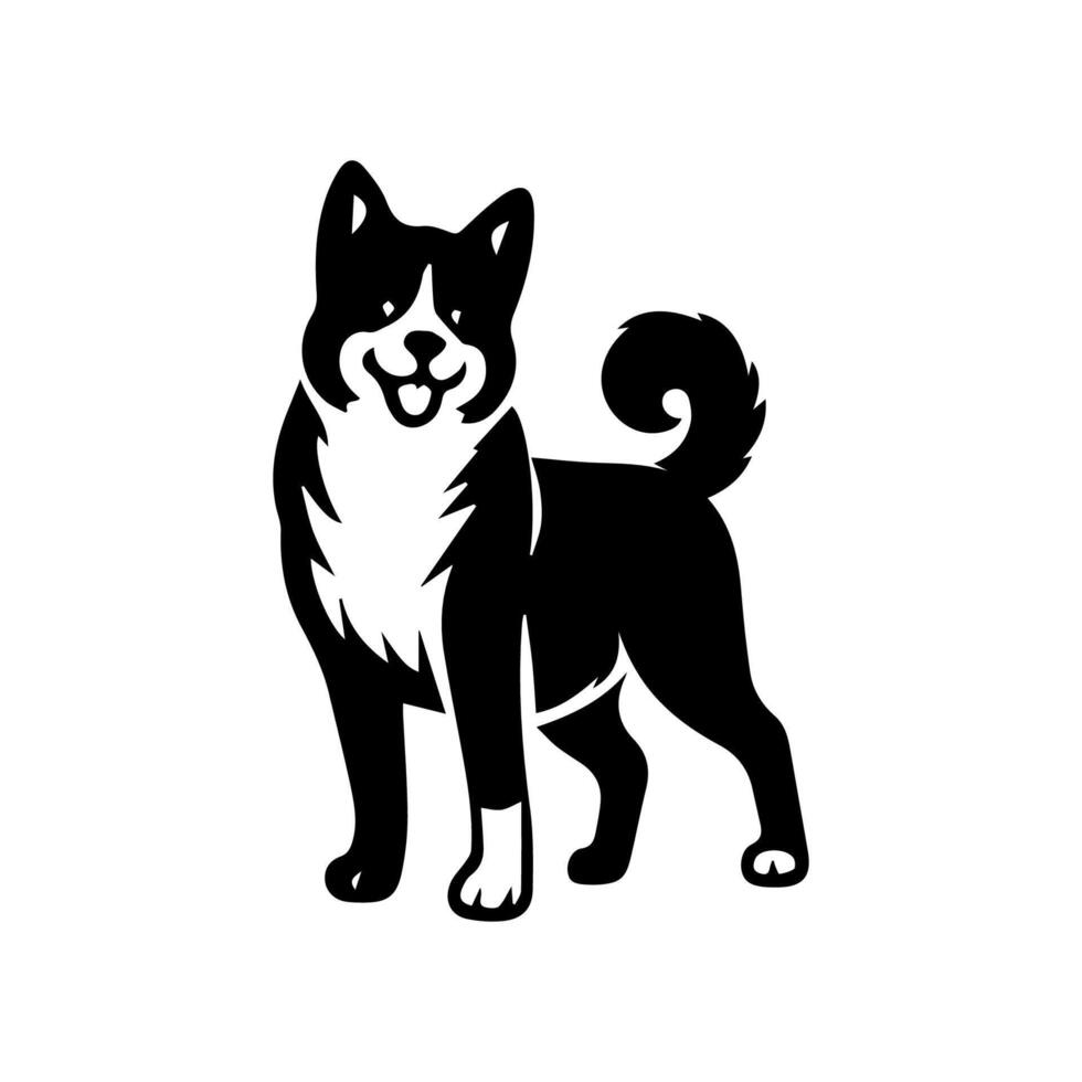 A black and white dog standing on a white background vector