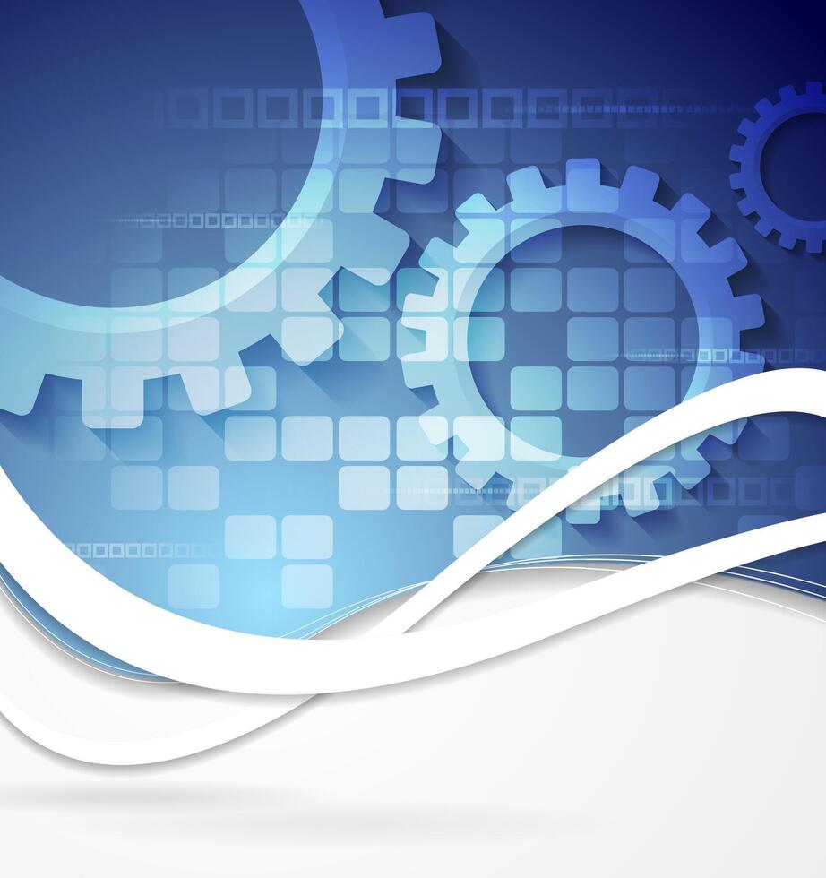 Tech geometric wavy blue background vector