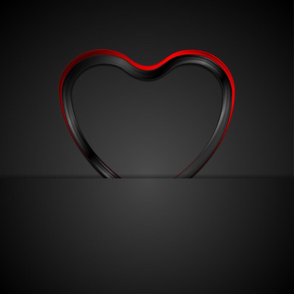 Contrast red black glossy heart background vector