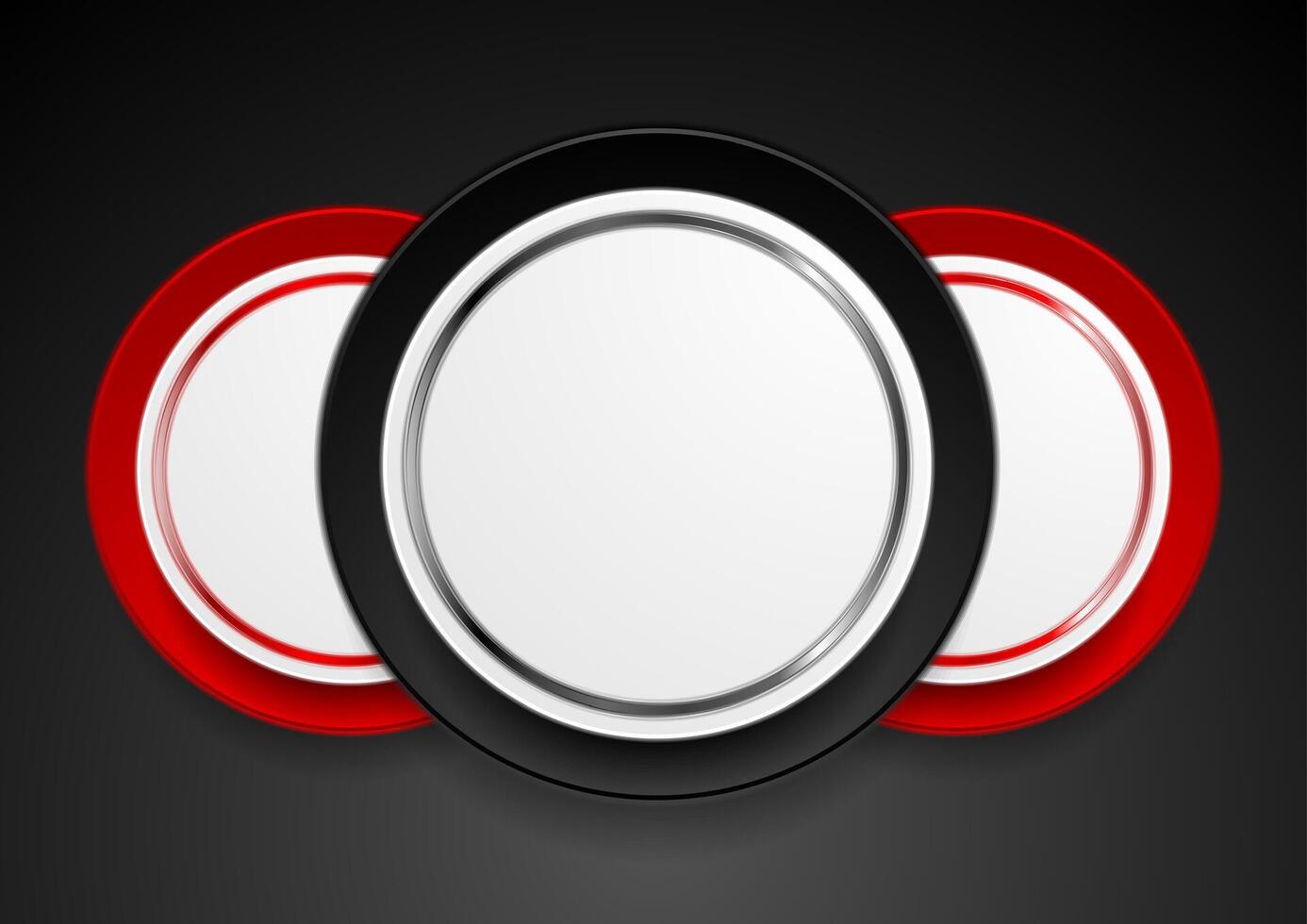 Technology web design with red black circle labels vector