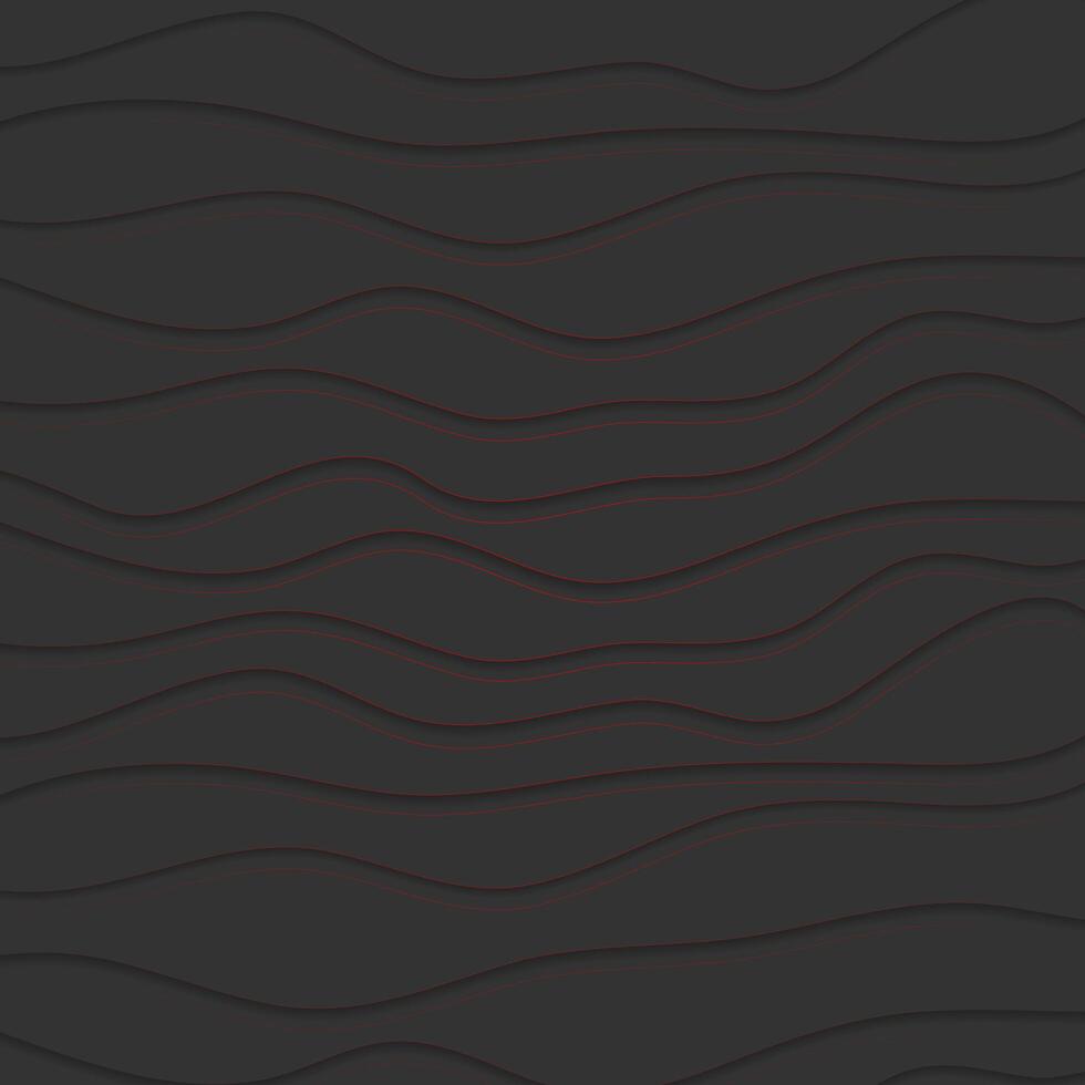 Abstract black waves pattern with red lines vector