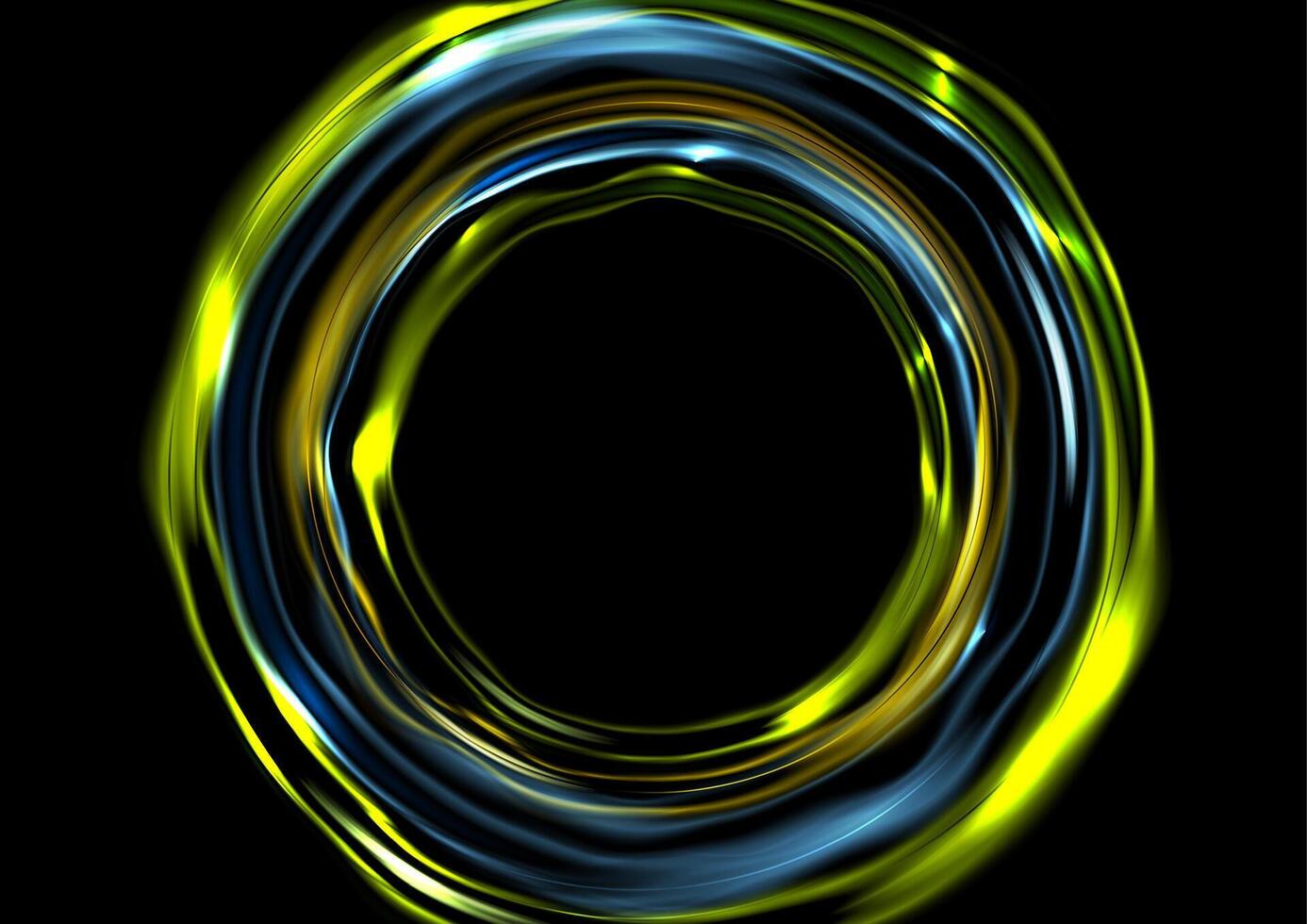 Glowing neon luminous circles on black background vector