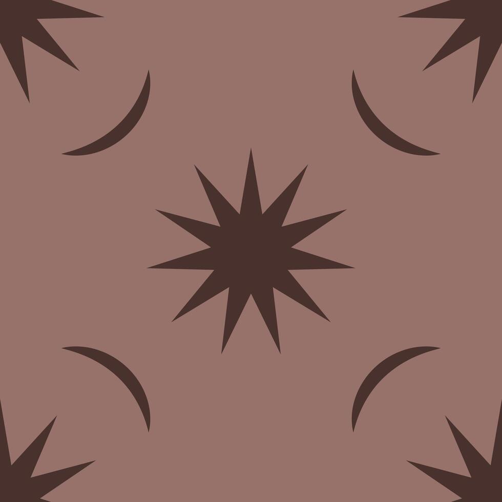 Seamless pattern with brown stars on a beige background. Star pattern for the print. Repeating pattern in chocolate shades vector