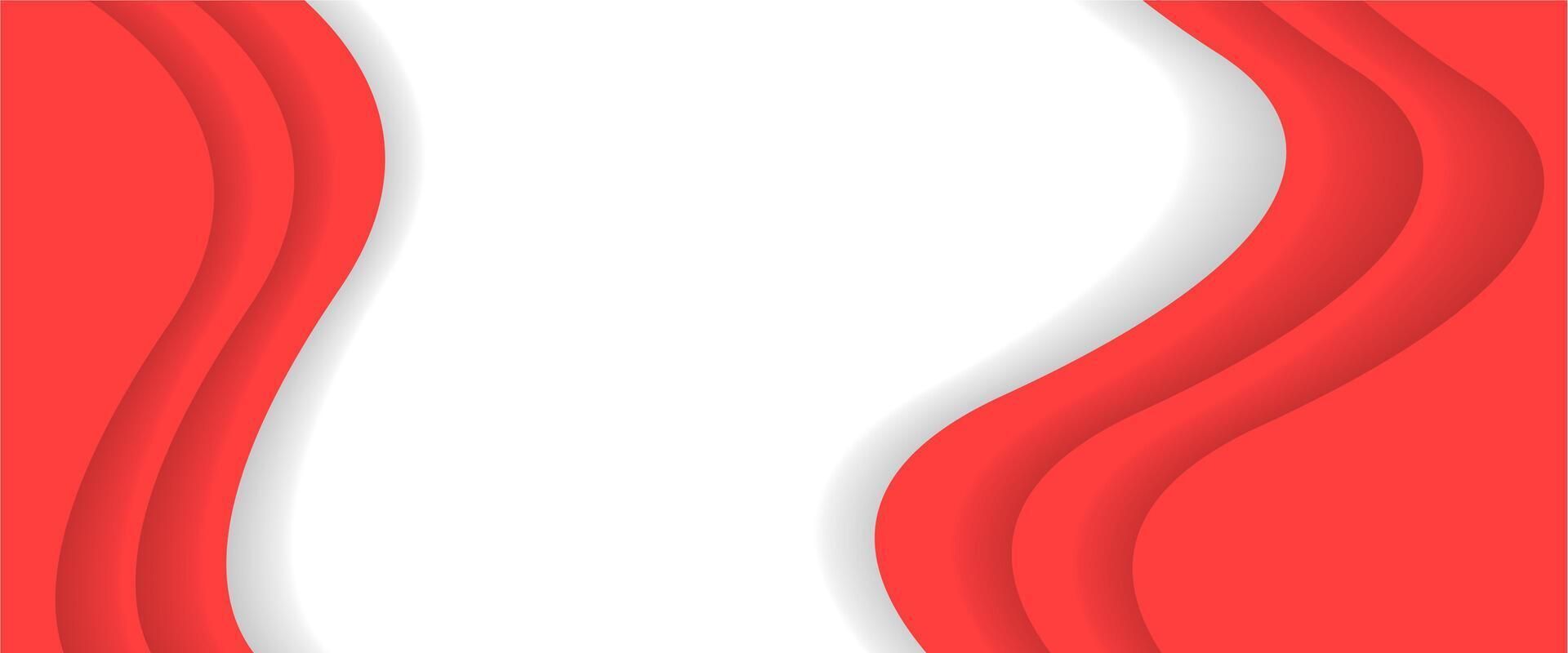 A red and white background with a wavy shape vector