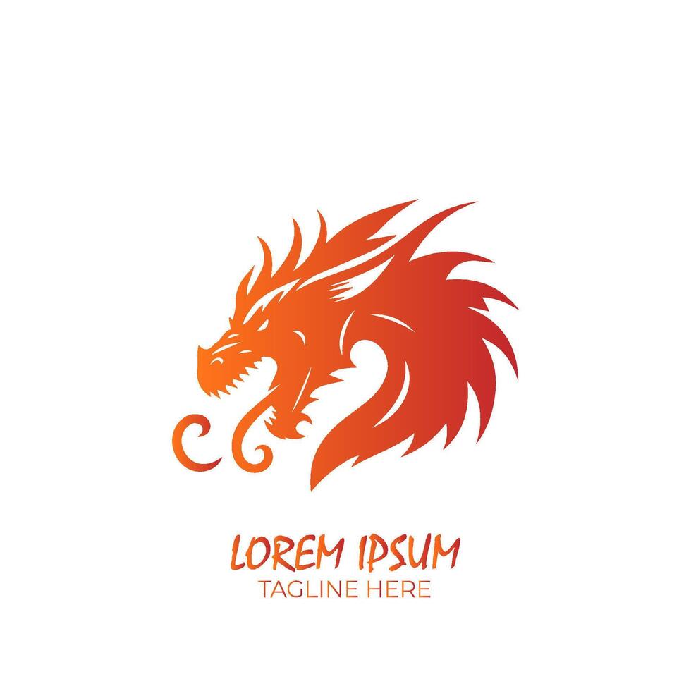 A dragon head logo with orange color vector