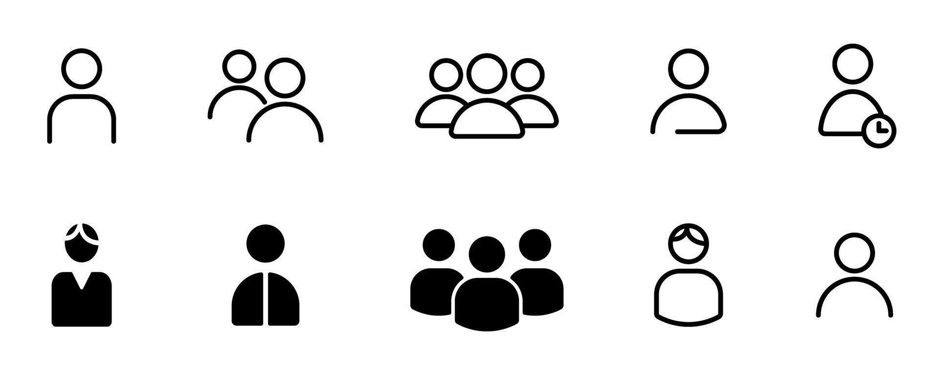 Minimal user and group icon set collection vector