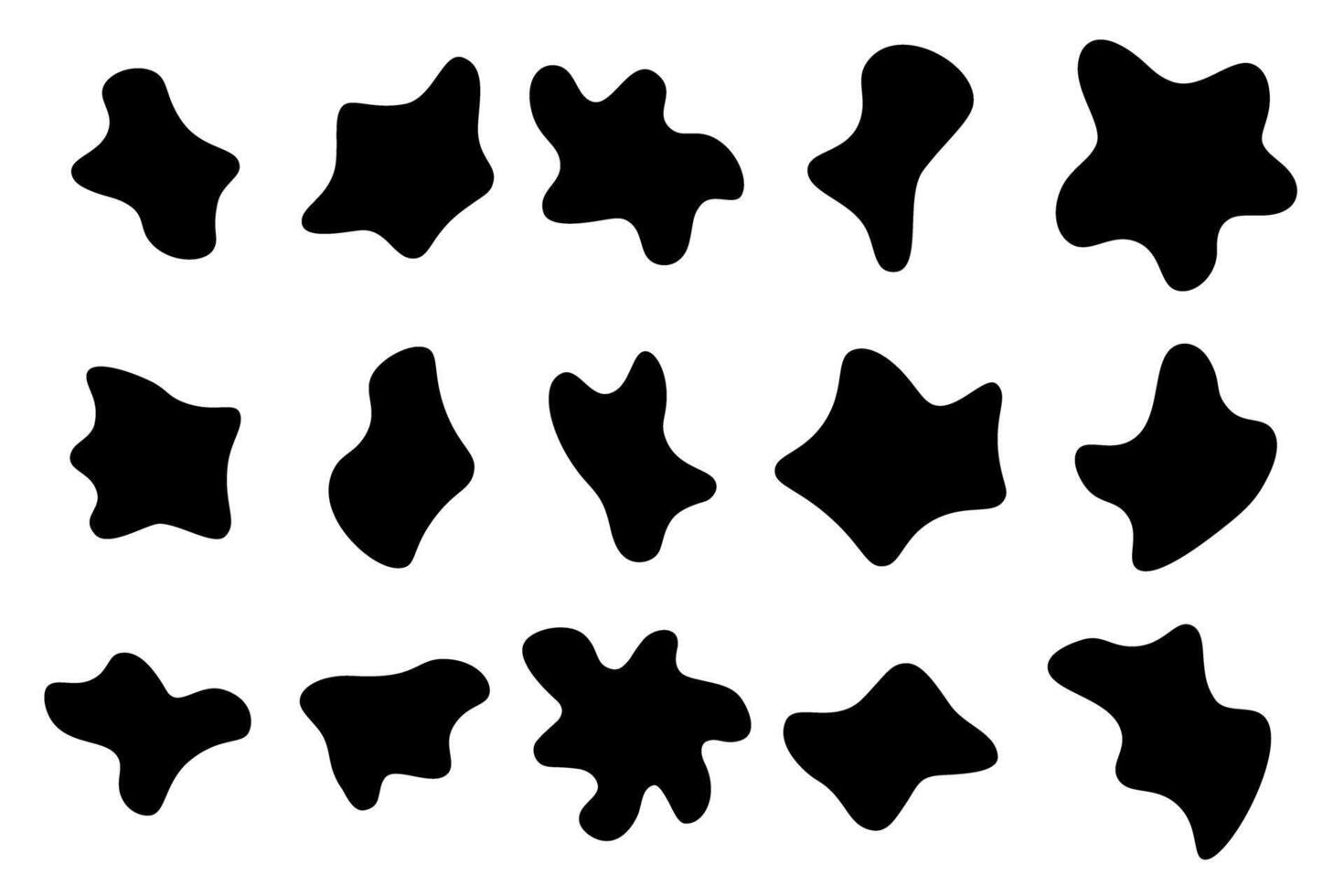Set of abstract fluid blob shapes in black vector