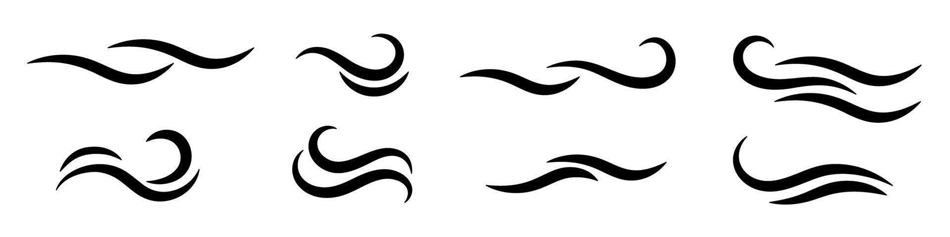 Curved abstract wave and flow icon set vector