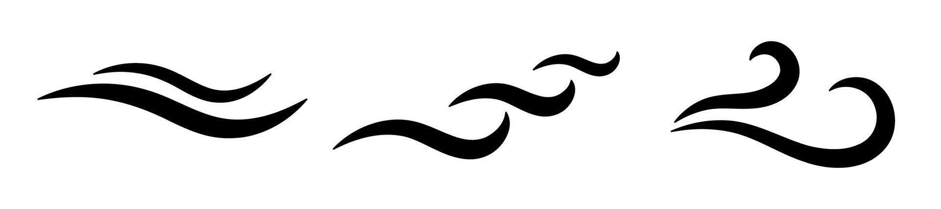 Abstract wave and wind flow icon trio vector