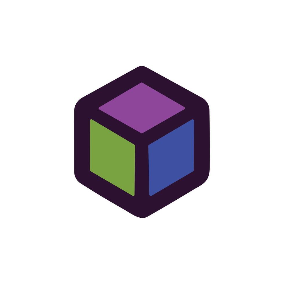 A purple and green cube with a purple and green logo vector