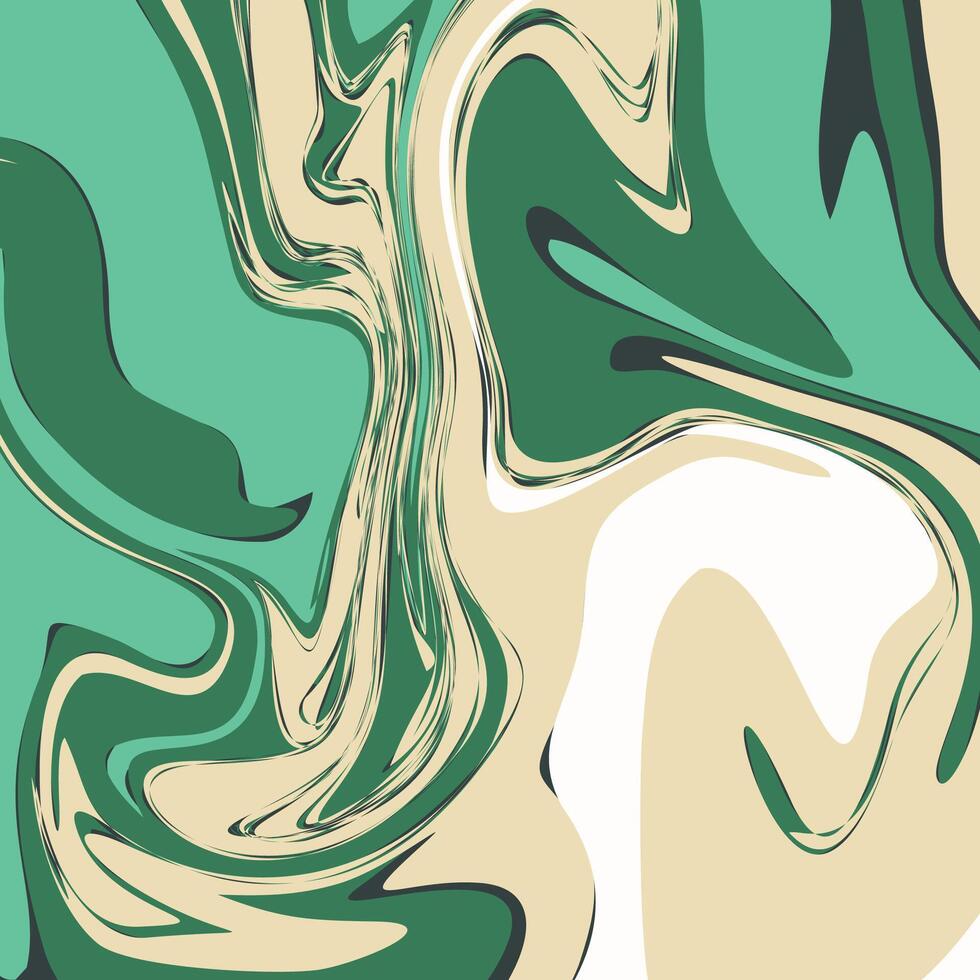 A green and white abstract painting with swirls vector