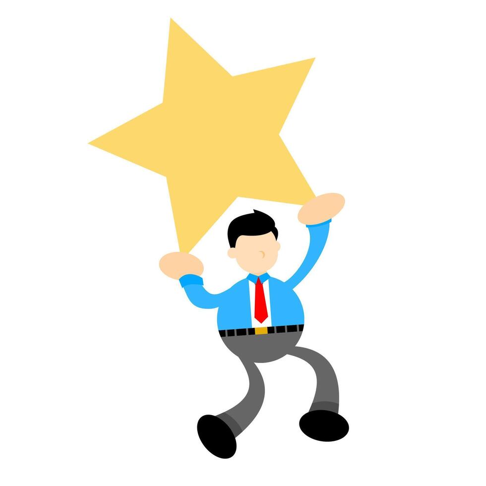 A cartoon man holding up a star vector