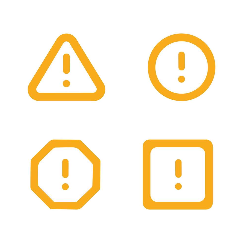 Yellow warning icons set on white background vector