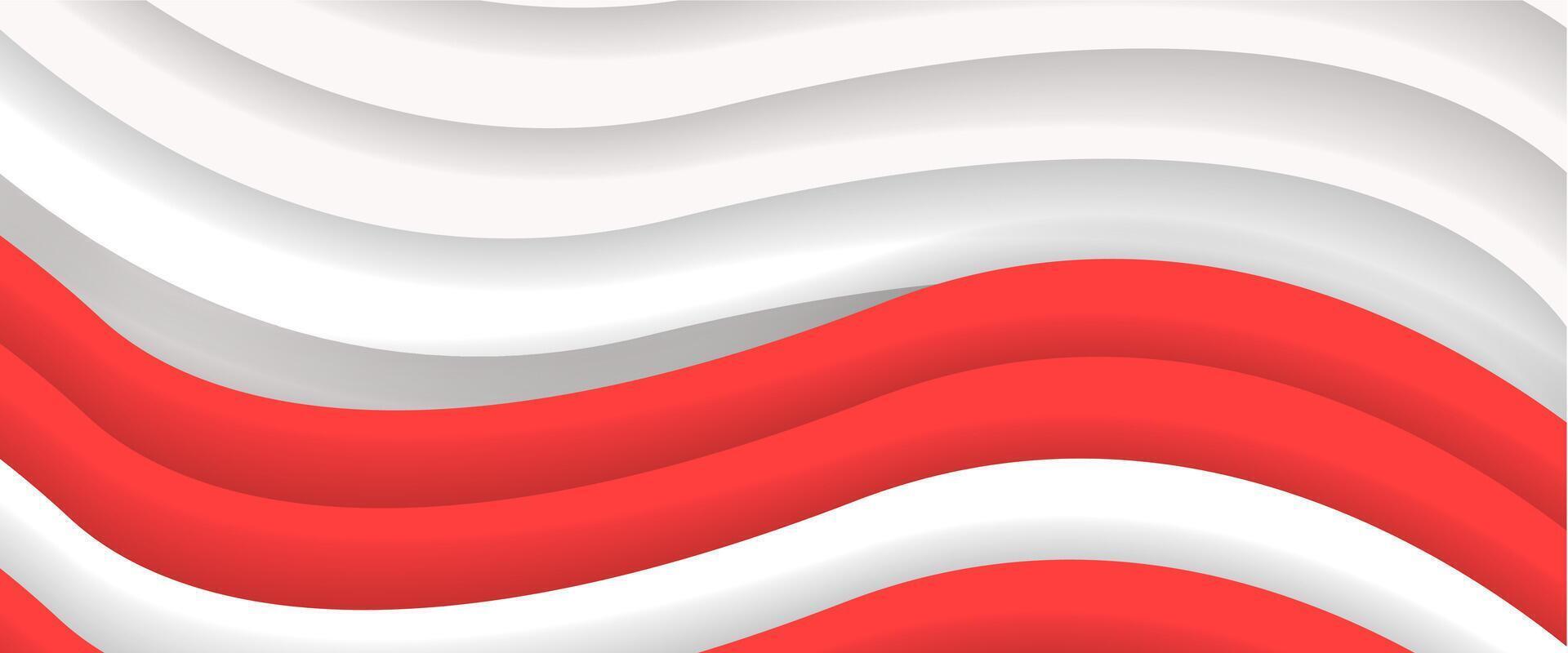 Red and white waves background vector