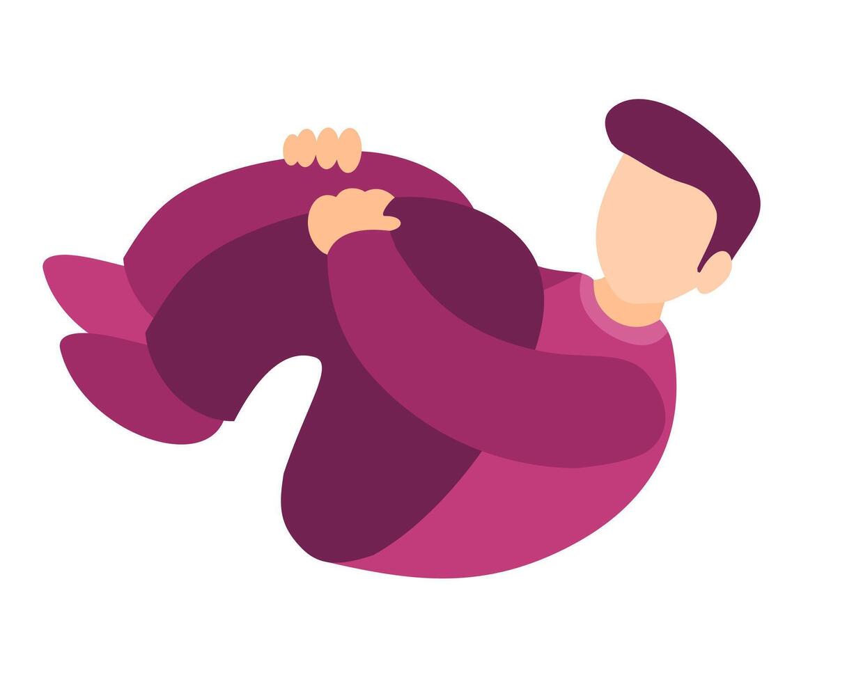 A man is sitting on his back with his arms up vector