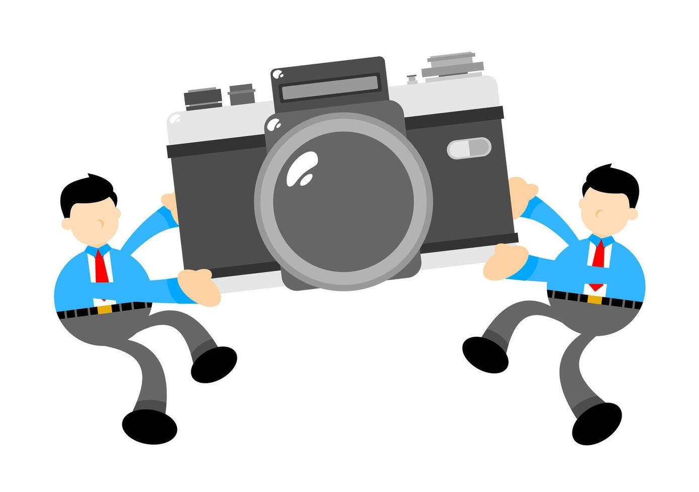 Two men in business attire holding a camera vector