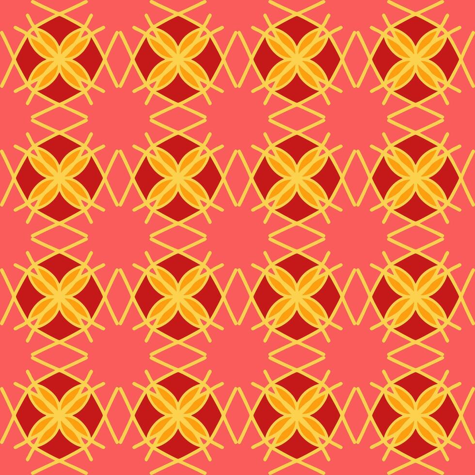 A red and yellow geometric pattern on a pink background vector