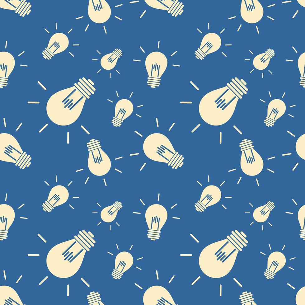 A pattern with light bulbs on a blue background vector
