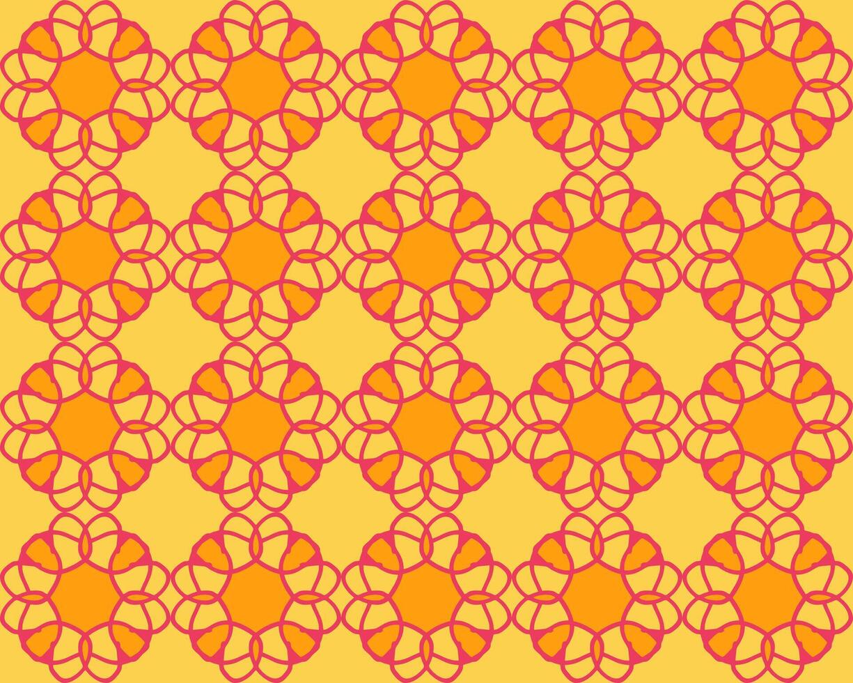 A yellow and orange pattern with a flower design vector