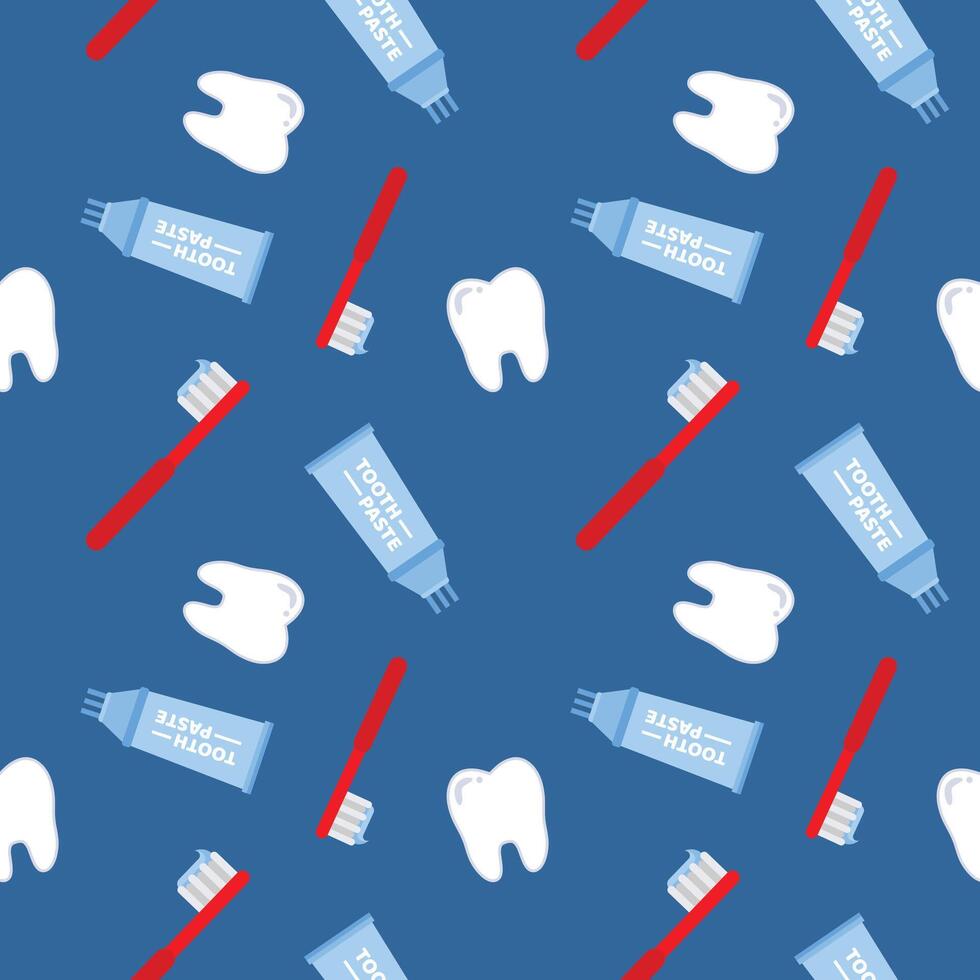 A pattern with toothbrushes and toothpaste vector