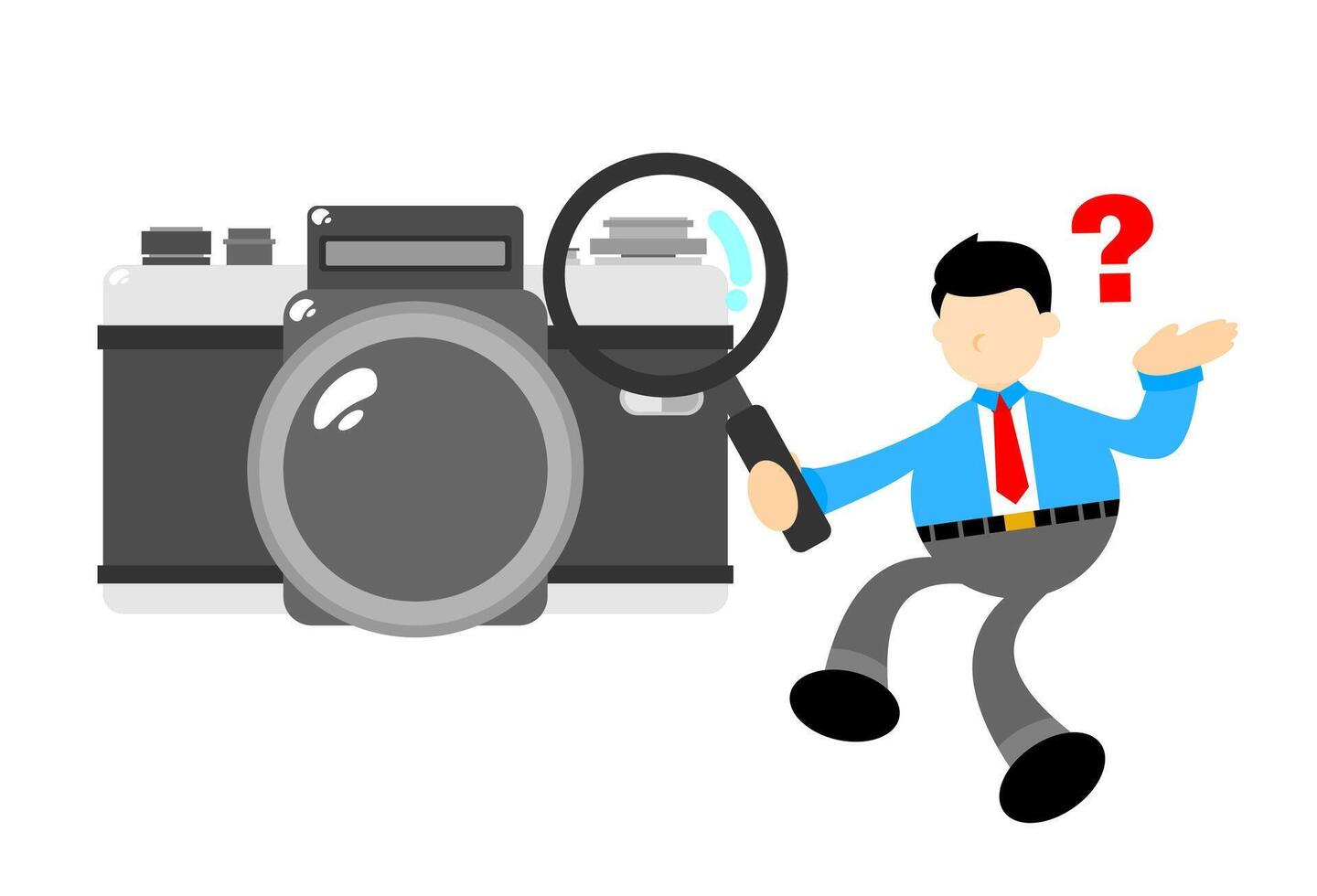 Man with camera and question mark vector