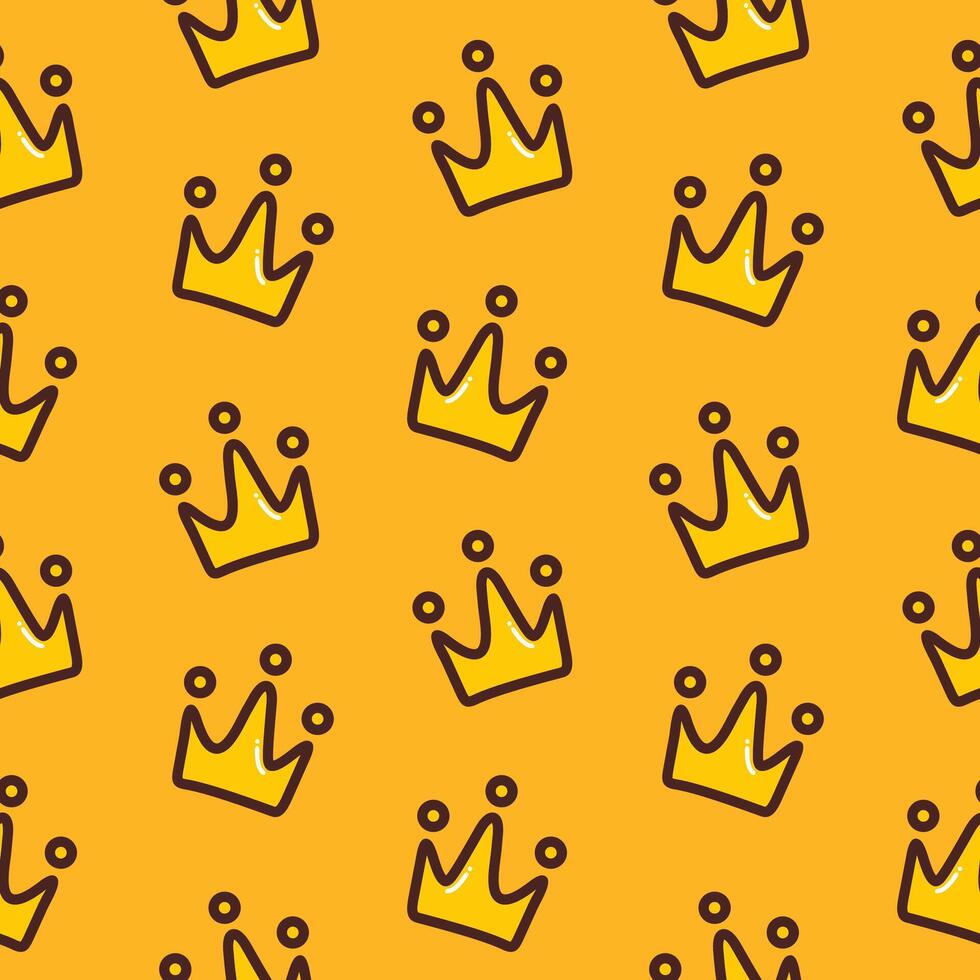 Seamless pattern with crowns on yellow background vector