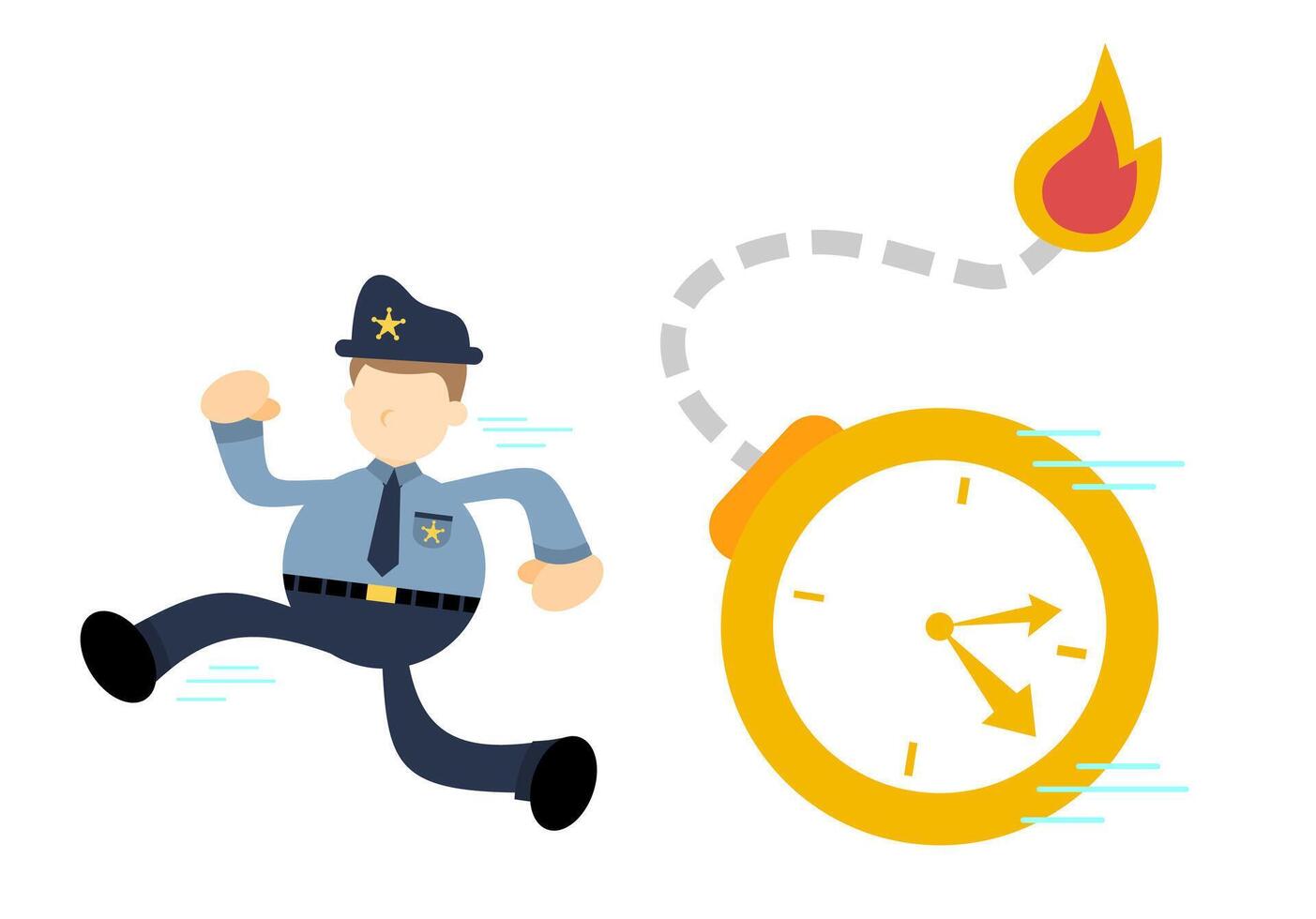 A police officer running with a clock vector