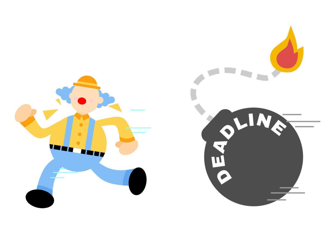 A cartoon man running with a bomb and a deadline vector