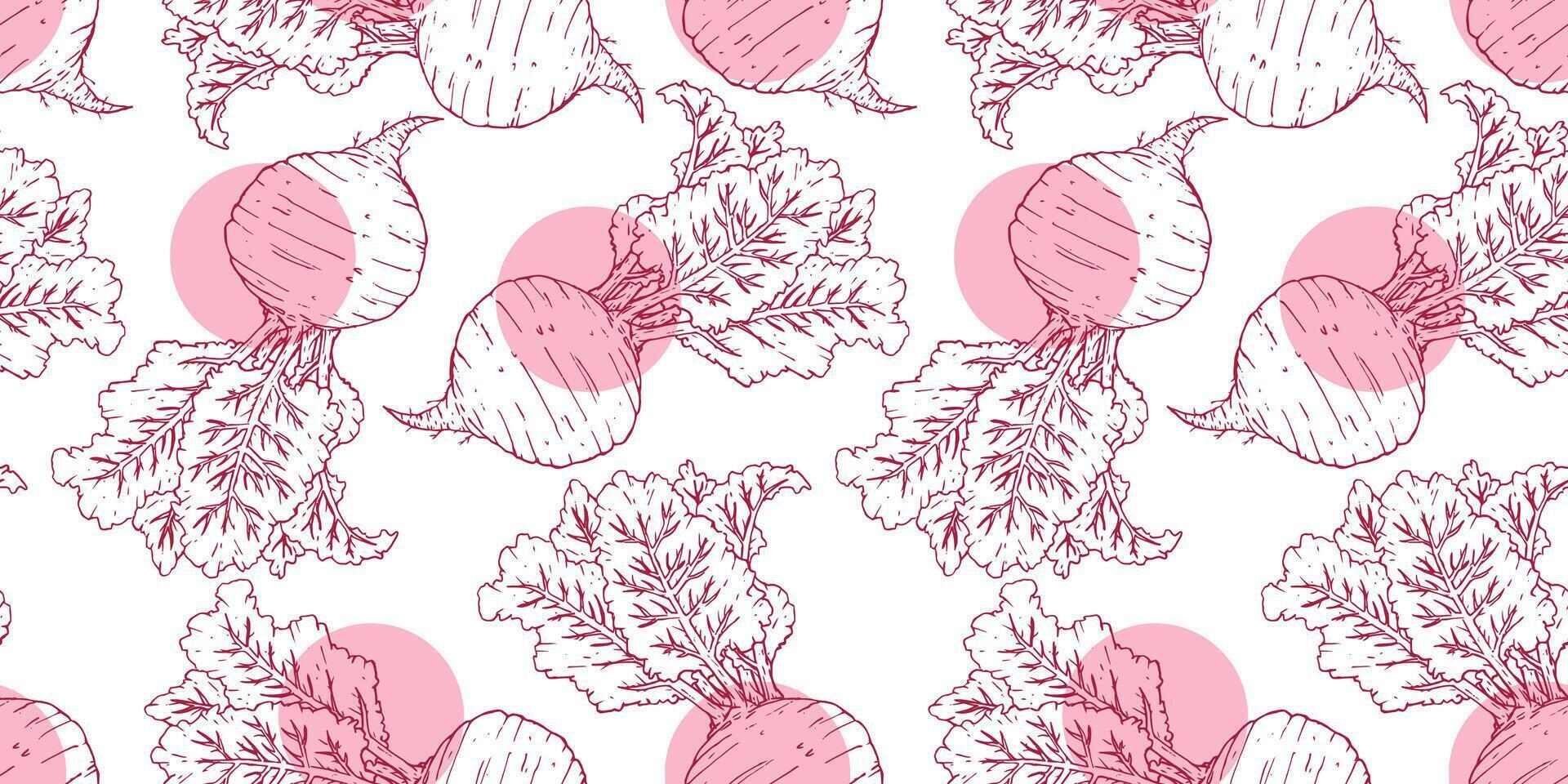 A pattern with beets and leaves on it vector