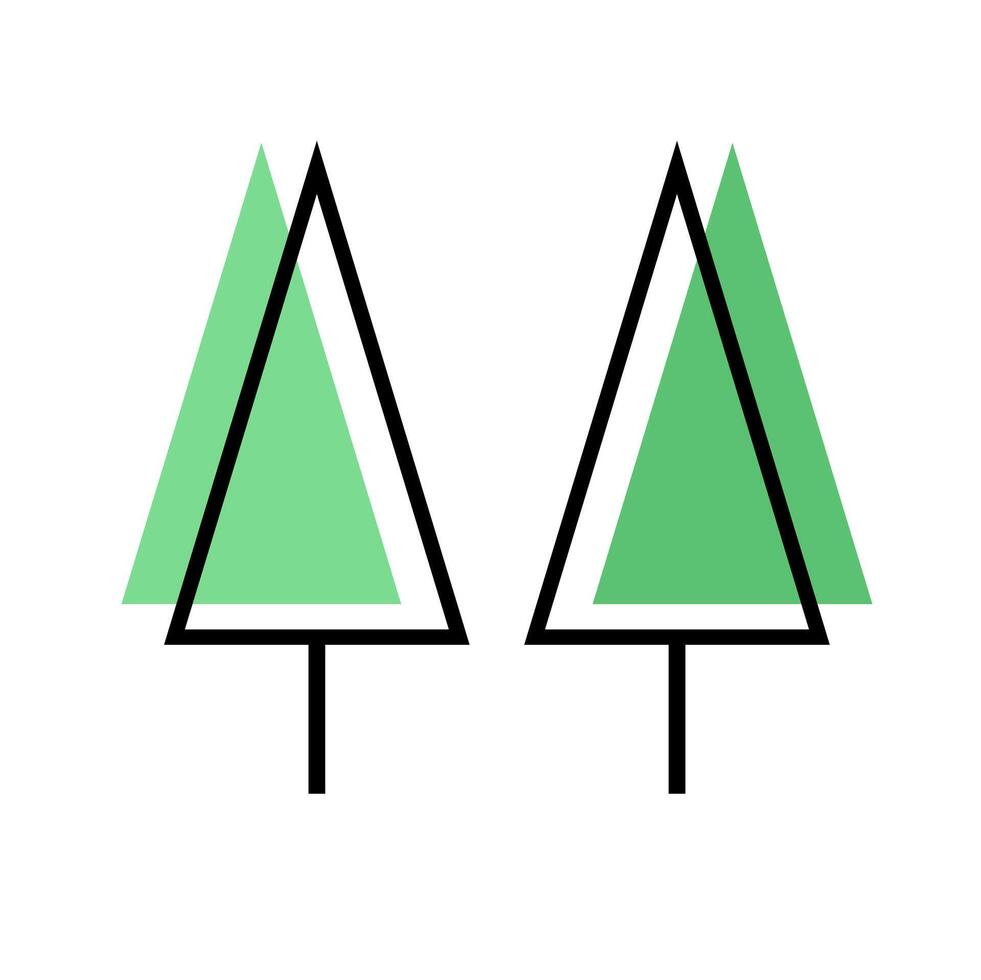 Two green trees with triangles on them vector