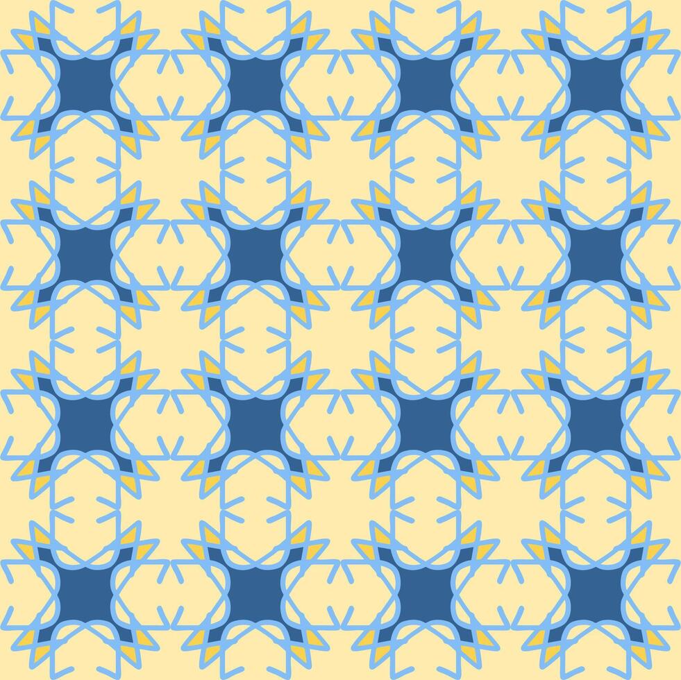 A blue and yellow pattern with a star design vector