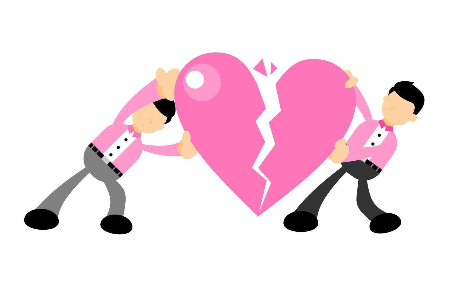 Two men holding a broken heart vector