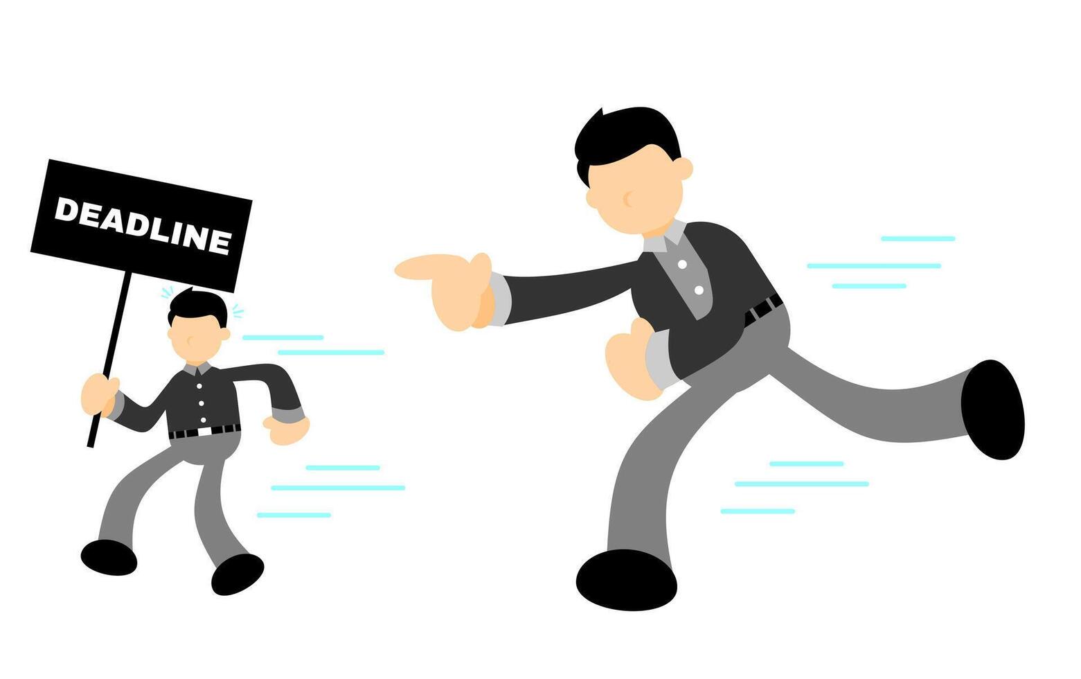 A cartoon man running with a sign that says deadline vector