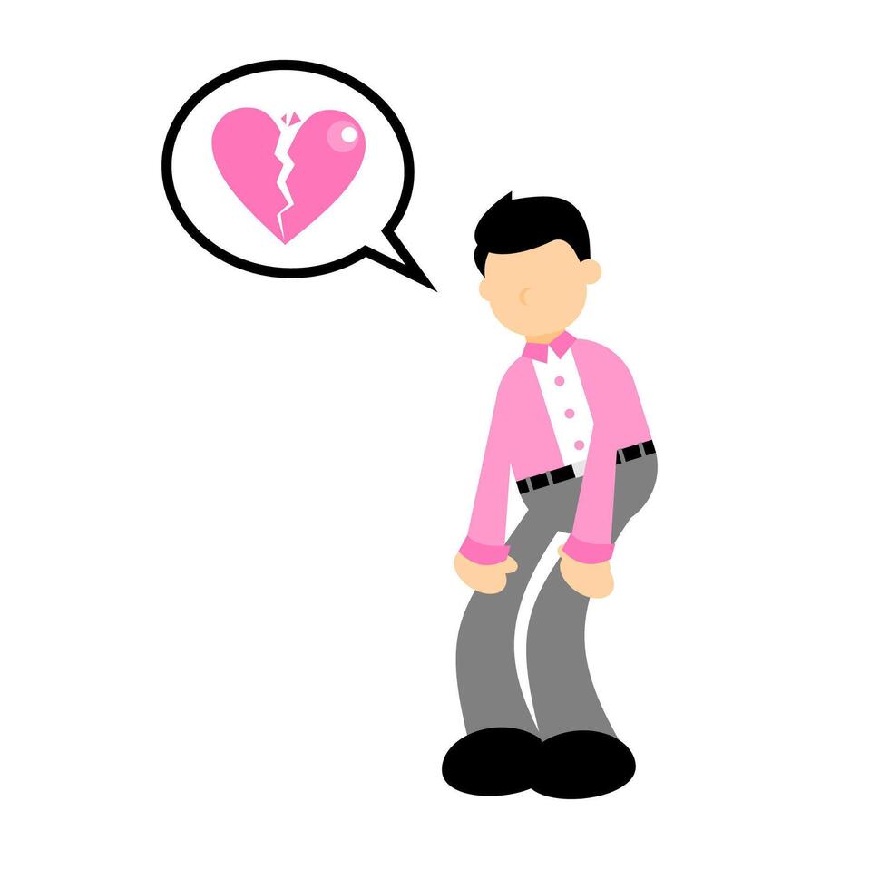 A man with a broken heart and a speech bubble vector