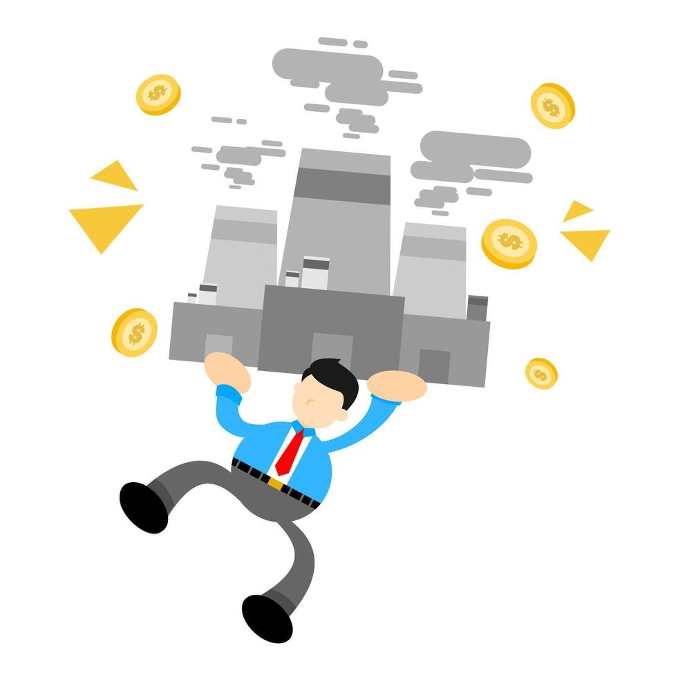A cartoon man is carrying a pile of money over his head vector