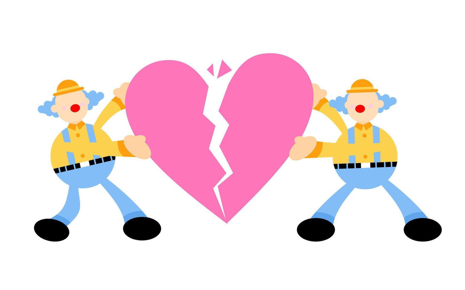 Two clowns holding a broken heart vector