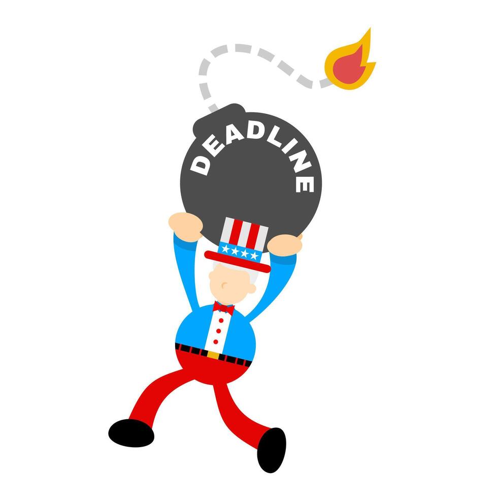 A cartoon man holding a bomb with the word deadline vector