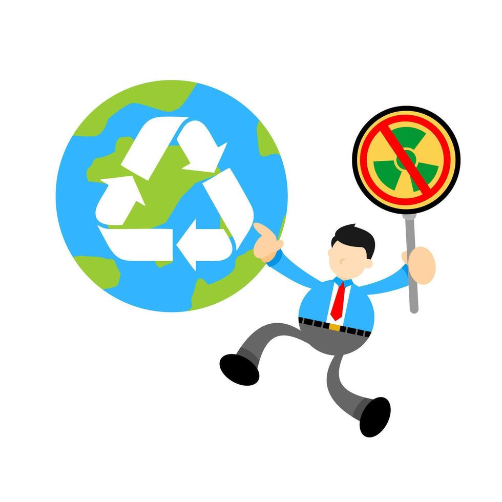 Businessman with recycling sign and globe vector