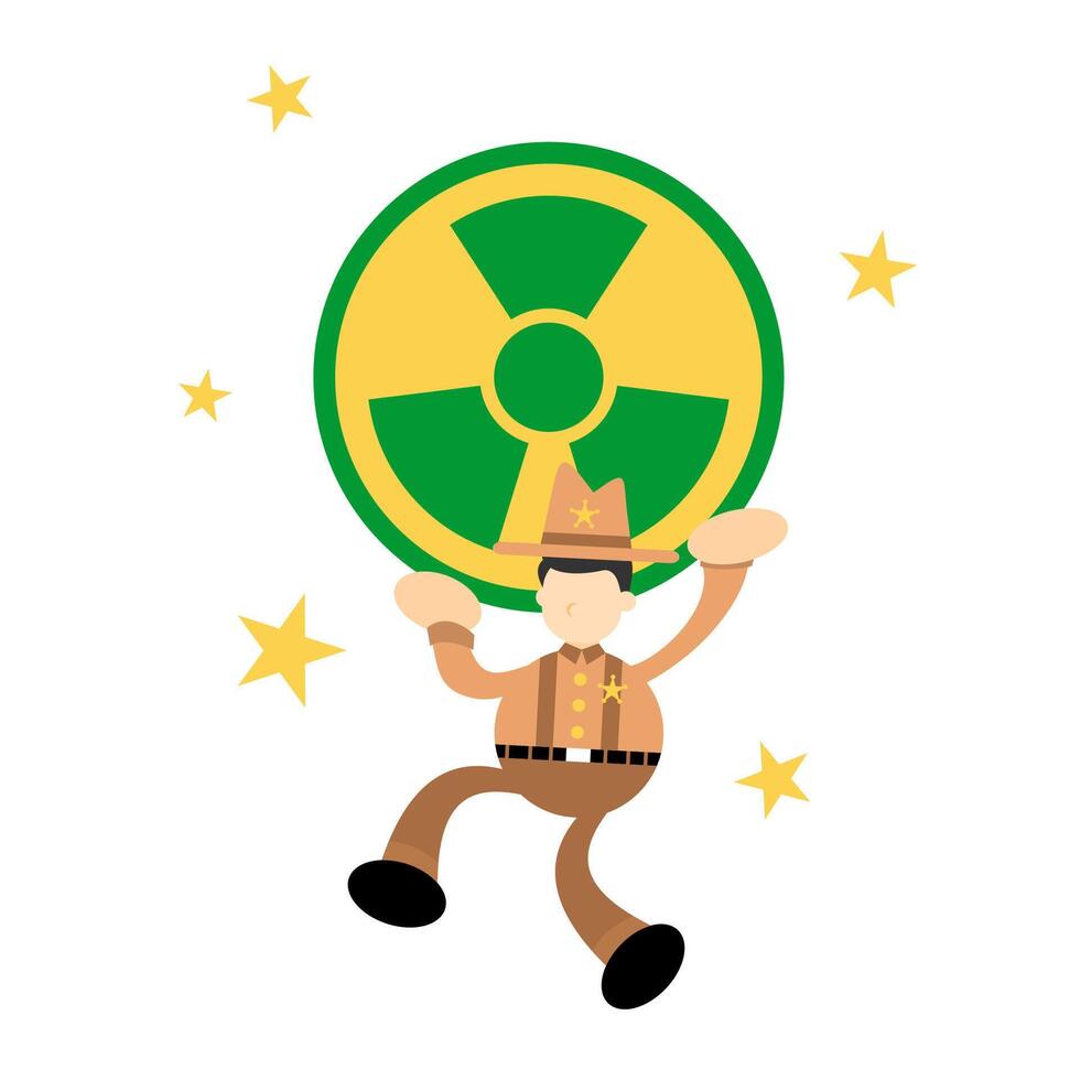 A cartoon man carrying a radioactive sign vector