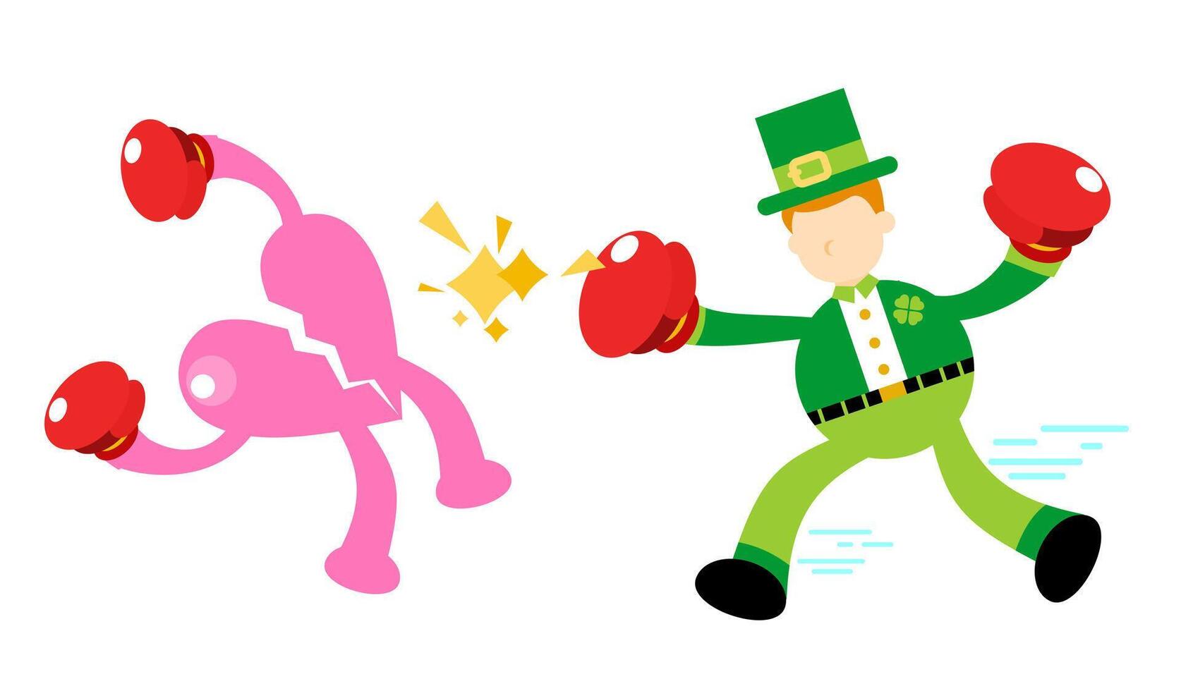 A cartoon man in green and pink boxing gloves vector