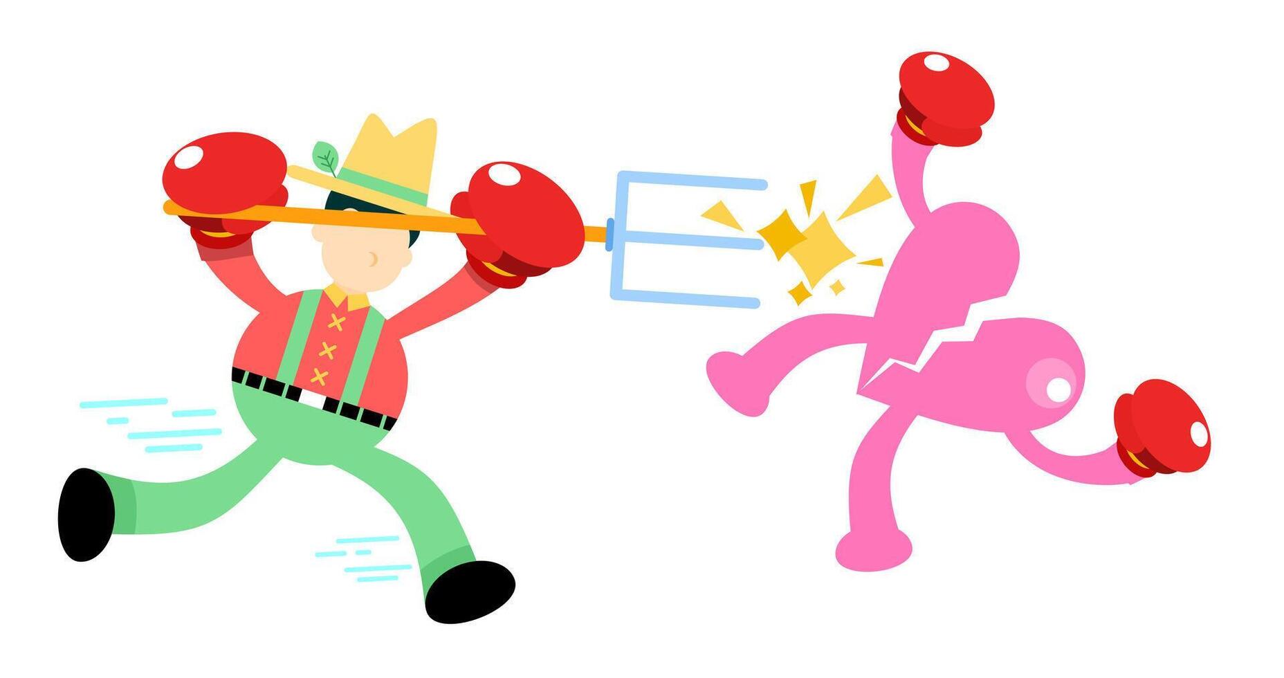 A cartoon man is punching another man with boxing gloves vector