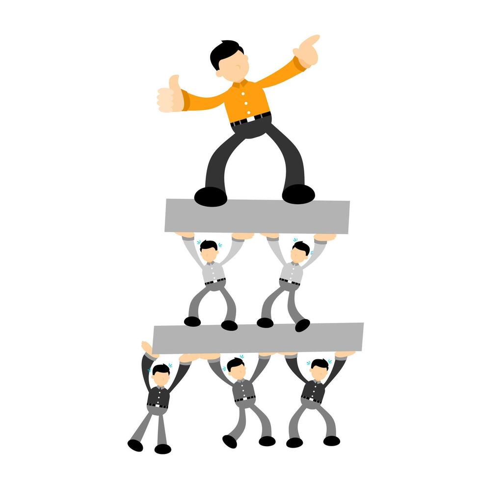 Businessman standing on top of a stack of people vector