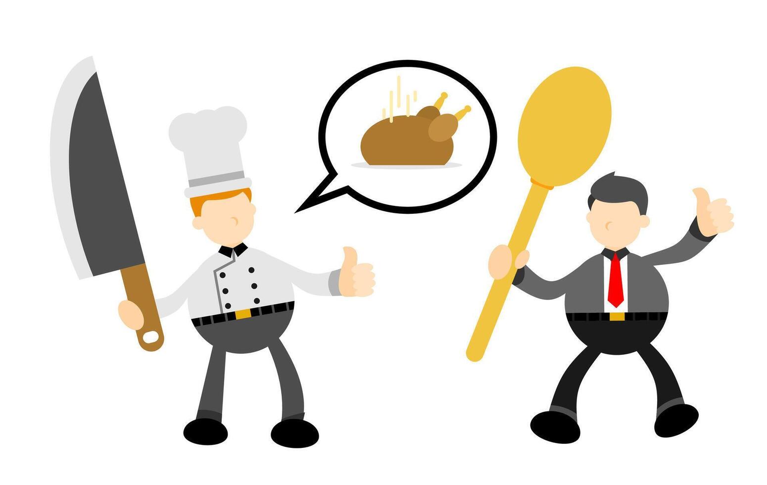 Two chefs with a knife and fork vector