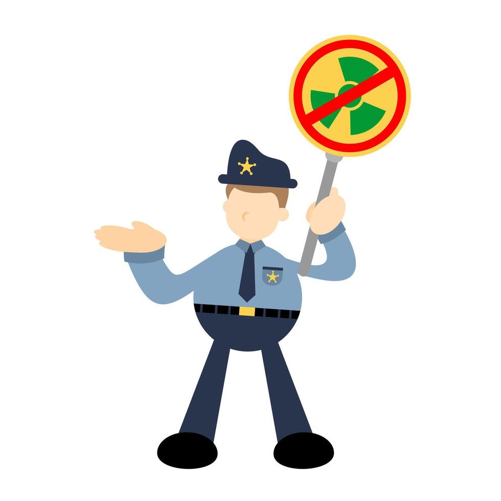 A cartoon policeman holding a no sign vector