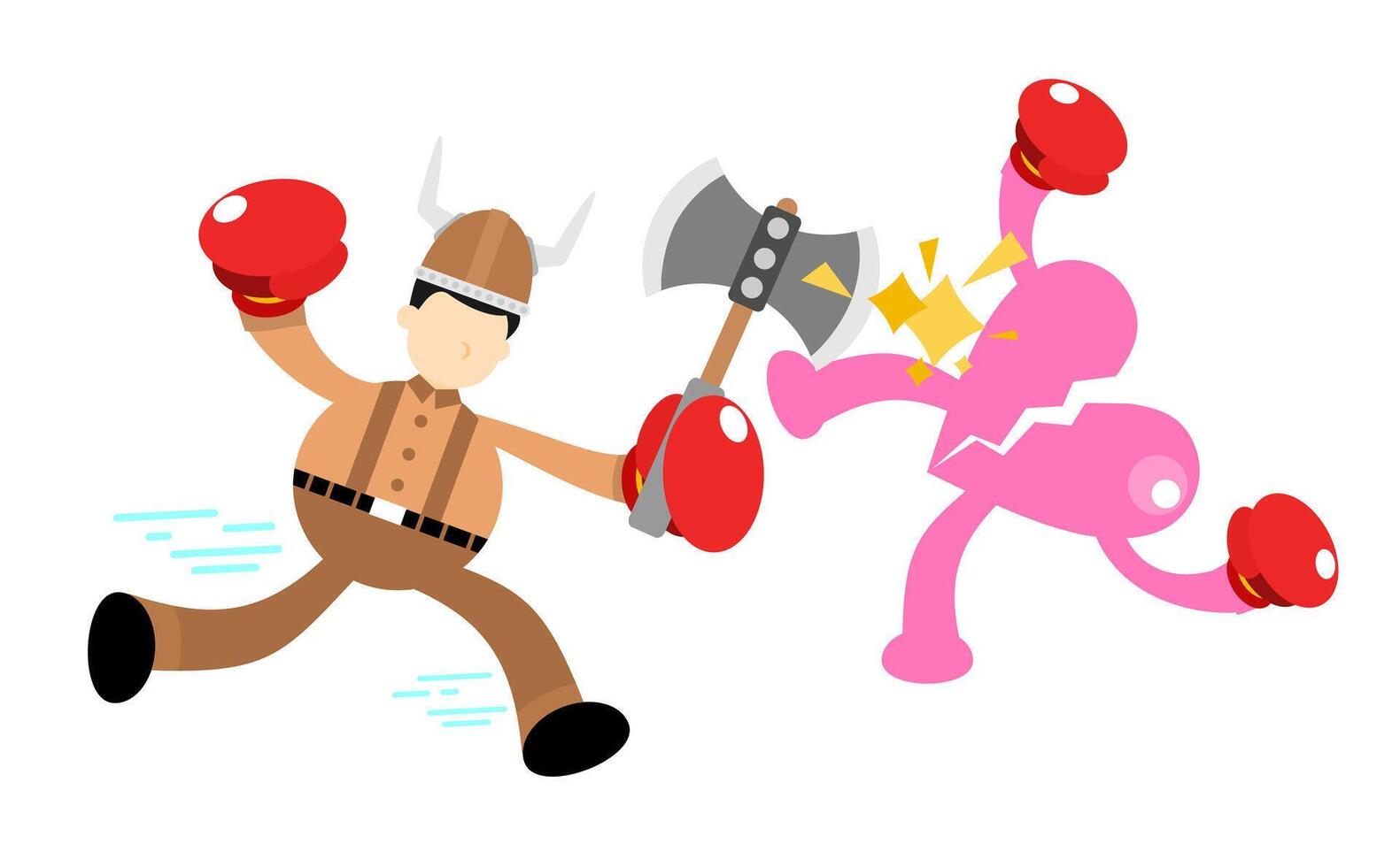 A cartoon man is punching a pink man vector