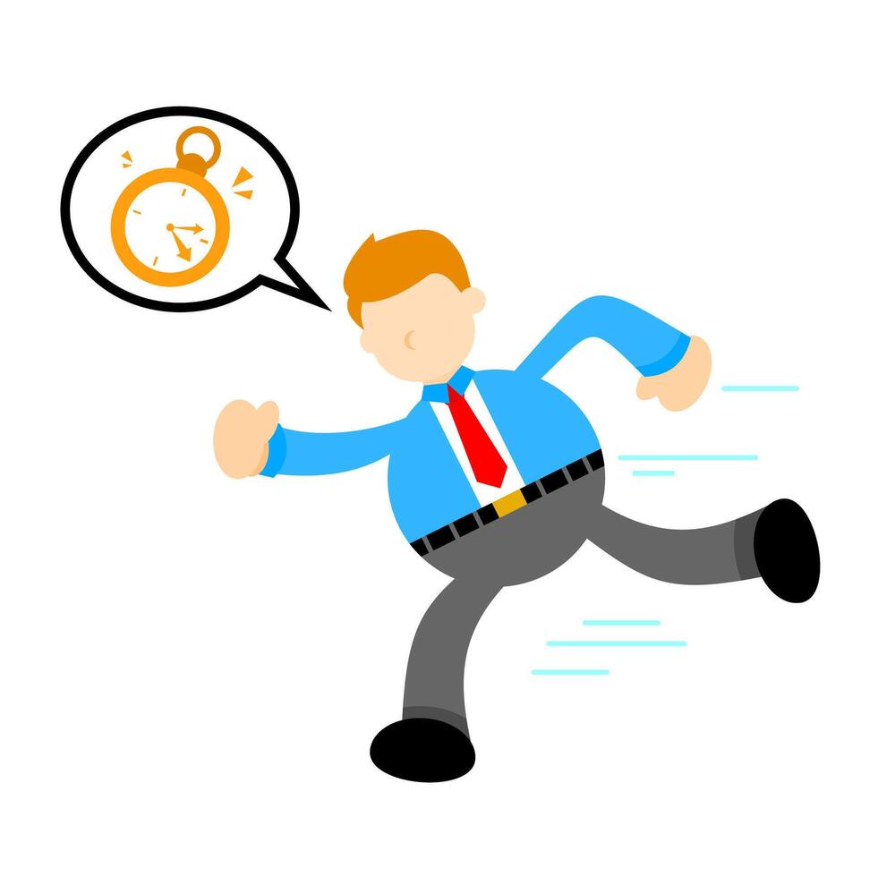Businessman running with a clock vector