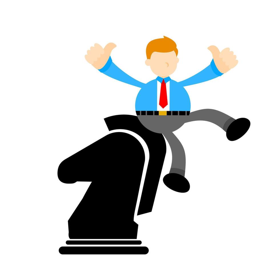 Businessman riding on chess piece vector