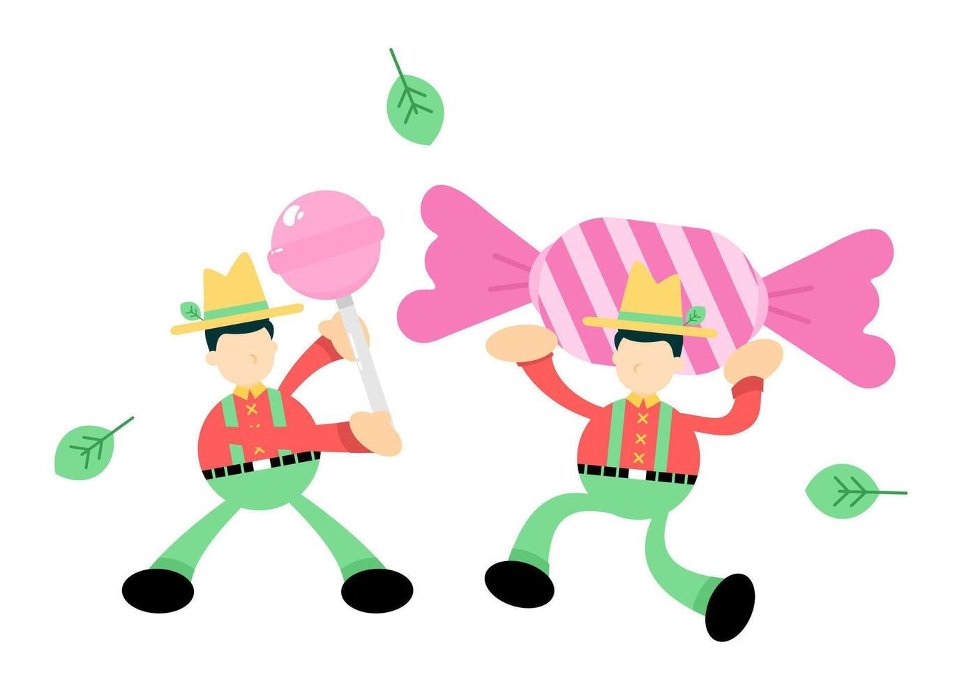 Two men carrying a large candy cane vector