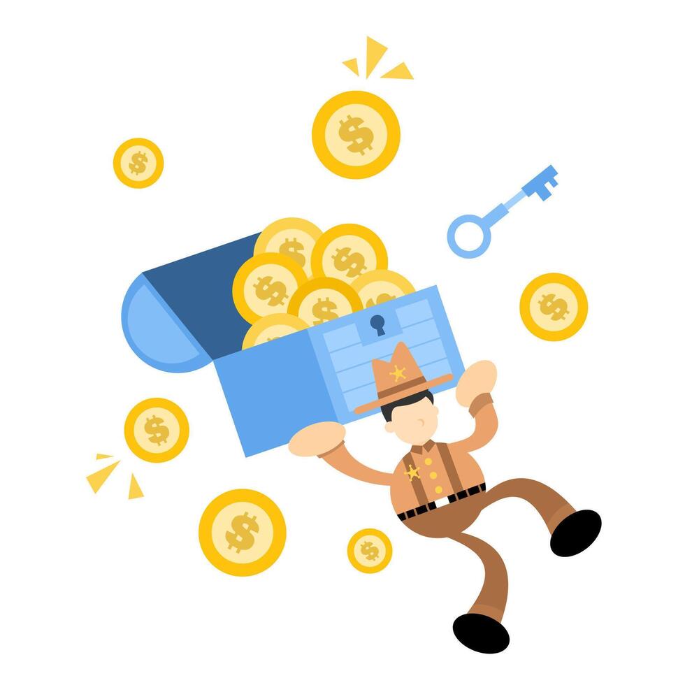 A cartoon man is falling from a box with coins vector