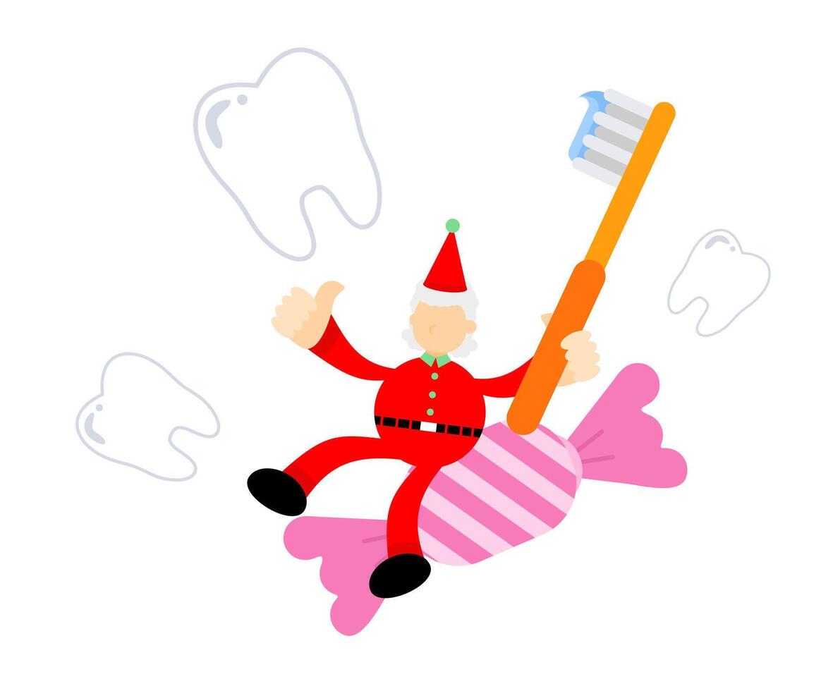 Santa claus toothbrush and toothpaste vector